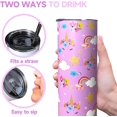 thumbnail image 4 of Cute Unicorn Skinny Tumbler with Lid and Straw, Unicorn Coffee Travel Mug for Girls Unicorn Cup Insulated Tumbler 20oz Double Wall Water Bottle Unicorn Gifts for Birthday Christmas, 4 of 6