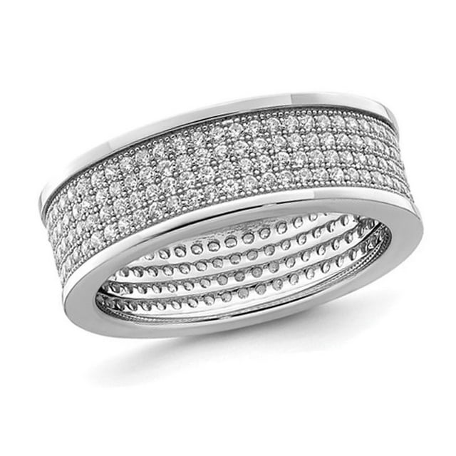 Sterling Silver Eternity Band Ring with Pave Synthetic Cubic Zirconia (CZ)s