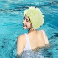 thumbnail image 1 of Gorro de natación shamjiam Silicona Floral para Niñas Protección Oído Verde, 1 of 8