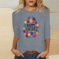 thumbnail image 1 of EGNMCR Easter T-Shirt Imprimé Graphique pour Femmes, Mode Décontractée de Noël, Col Rond, Manches 3/4, 1 of 4