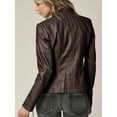 thumbnail image 4 of Made by Johnny Women's Panelled Faux Leather Moto Jacket M COFFEE, 4 of 6