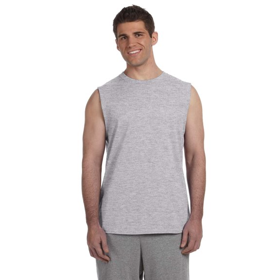 The Gildan Adult Ultra Cotton 6 oz Sleeveless T-Shirt - SPORT GREY - S