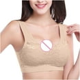 thumbnail image 3 of Women's Bras Woman Tops Bra No Underwire Underwears Base Vest Style Sports Base Underwears V-Neck Lightly Lined Bra Feature Hook and Eye Closure Push-up Bra Style Y-216 , Beige M, 3 of 3