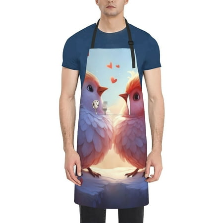 

Goofa Heart Sky Bird Couple Printed Waterproof Apron 33 Chef Aprons for Men Heavy Duty Chemical Work Apron Adjustable Bib Apron