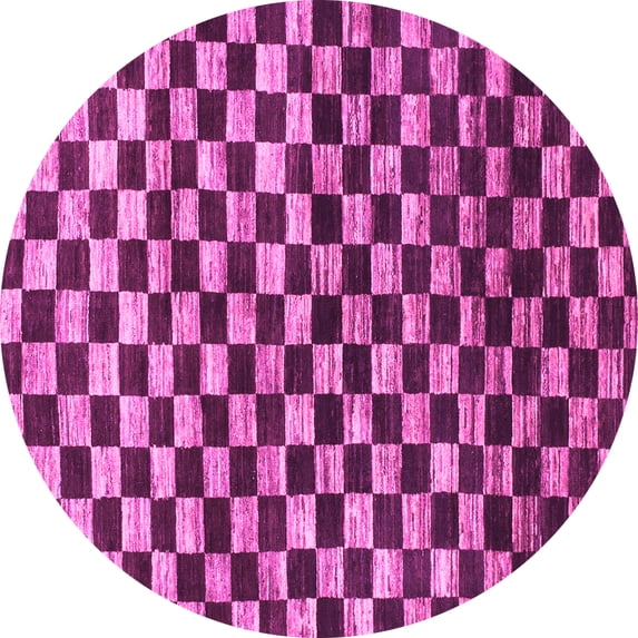 Ahgly Company Indoor Round Checkered Pink Modern Area Rugs, 8' Round