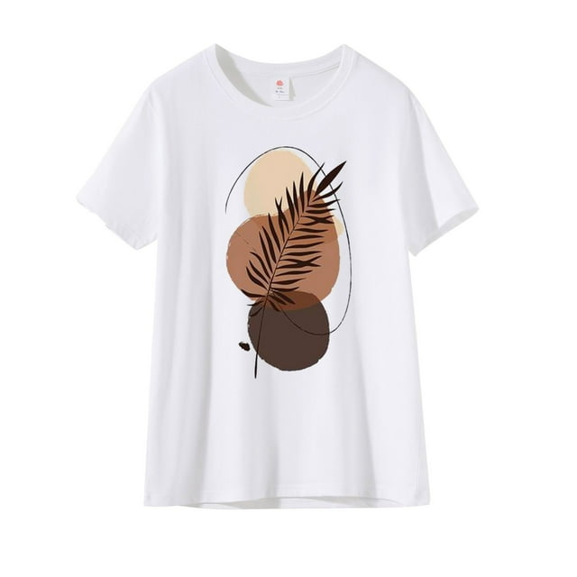 Birdeem Chemise Décontractée Imprimée pour Femmes Col Rond Manches Courtes Tee Tops Manches Courtes Blouses Col Rond Chemises