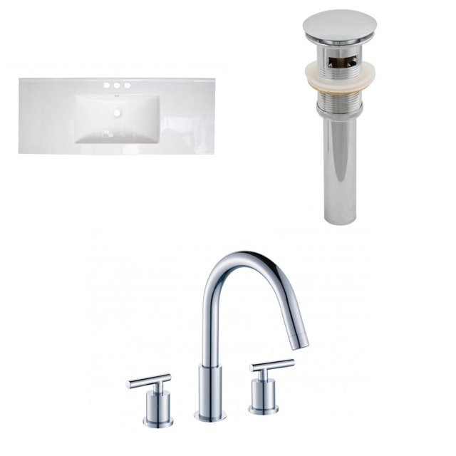 American Imaginations 35.5-in. W 3H8-in. Ceramic Top Set In White Color AI-16729