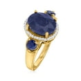 thumbnail image 5 of Ross-Simons 4.70 ct. t.w. Sapphire 3-Stone Ring With .14 ct. t.w. Diamonds in 18kt Gold Over Sterling, Women's, Adult, 5 of 5