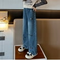 thumbnail image 6 of Jeans for Girls Girls Bell Bottom Jeans Embroidered High Waisted Girls Wide Leg Pants with Pockets for Teen Girls 5-6 Years, 6 of 9