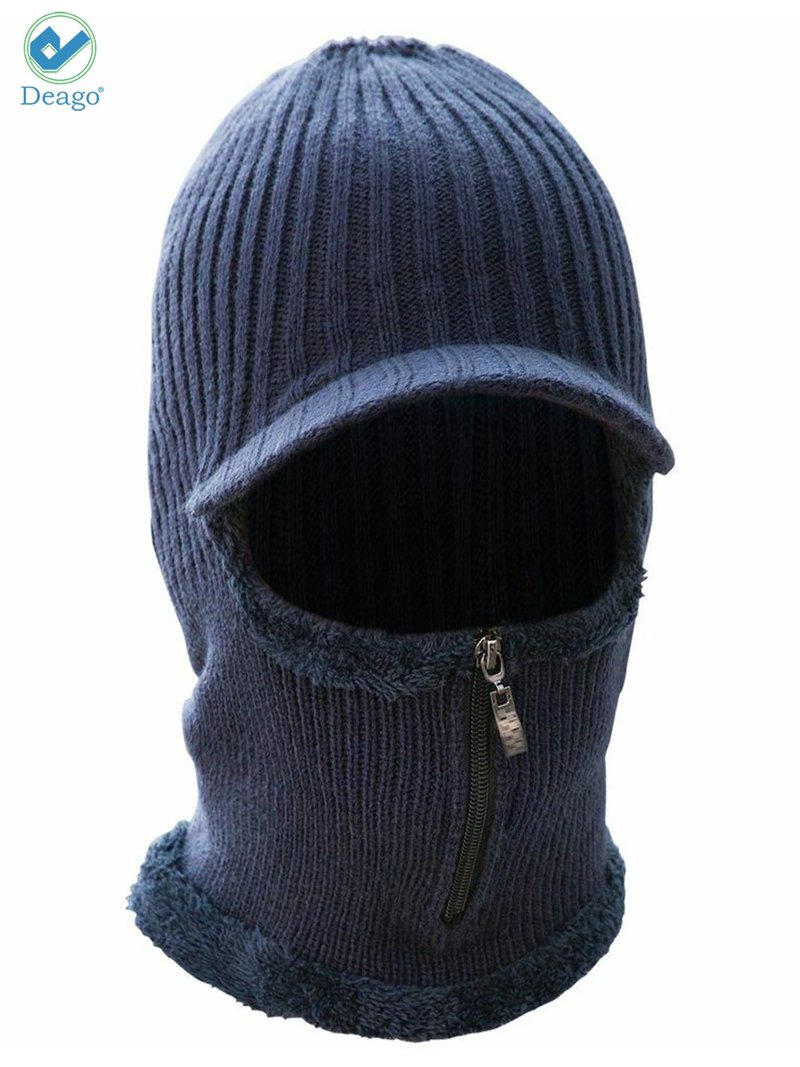 Deago Men Winter Knitted Balaclava Beanie Hat Scarf Set Warm  display picture 3