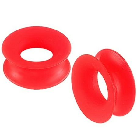 Red Ear Gauges Pair of Red gauges Ultra Thin Walled Silicone Double Flared Flexi Ear Tunnels 6 Sizes to Choose ()