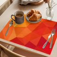 thumbnail image 3 of Red Orange Placemats Set of 4, Modern Abstract Ombre Geometric Washable Wipeable Table Mats for Dining Tables, Indoor Outdoor Kitchen Place Mats for Holiday Party Table Decor, 3 of 9