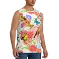 thumbnail image 2 of Bingfone Flowers And Birds Watercolor Pattern Men's Tank Tops Workout Sleeveless Tee Shirts Running Beach Tanks for Men-X-Large, 2 of 8