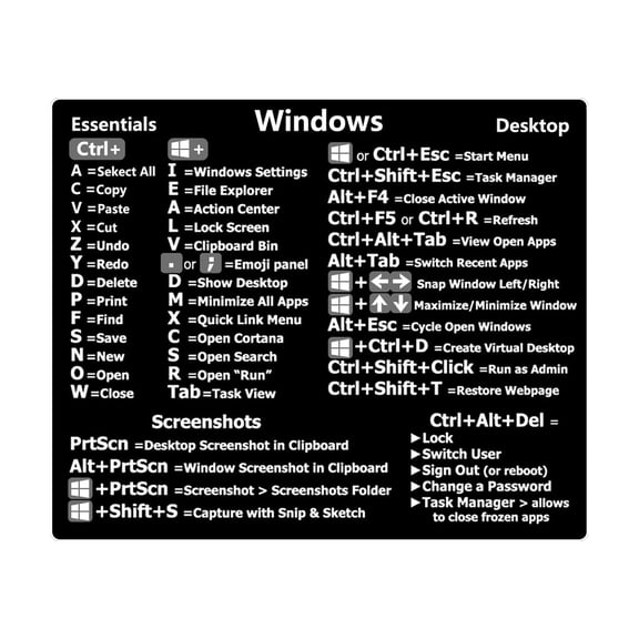 Windows PC Reference Keyboard Shortcut Sticker Adhesive Desk Laptop For PC A7J6
