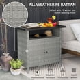 thumbnail image 4 of Grey PE Wicker Outdoor Storage Cabinet with Two Doors and Open Shelf, Weather Resistant Rattan Patio Sideboard for Pool, Backyard, and Spa, 35.4"L x 20.9"W x 33.5"H, Steel Frame, 4 of 7