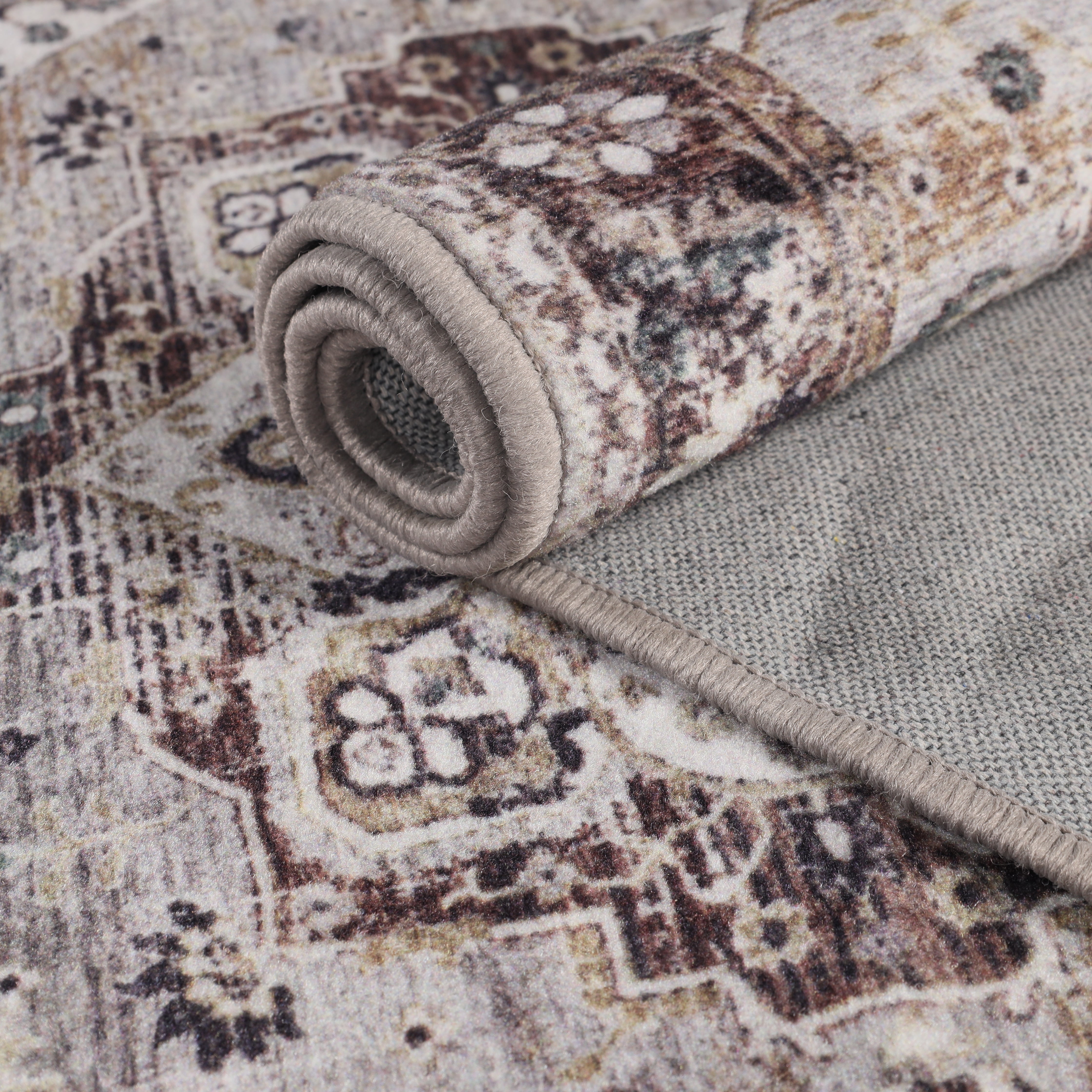 Superior Mahi Modern Medallion Washable Indoor Area Rug, 12' x 18', Grey