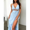 thumbnail image 4 of xiaxaixu Femmes Été Longue Robe Sans Manches Cravate Spaghetti Sangle Découpe Cocktail Robe de Soirée Robe de Soirée, 4 of 5
