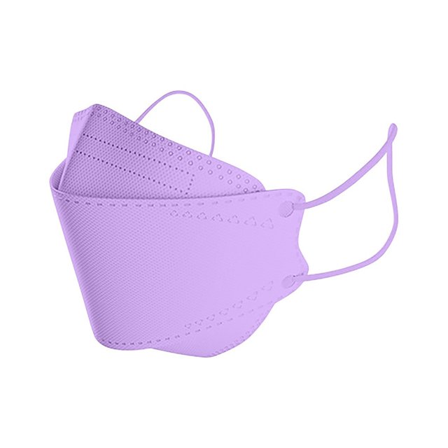 Paquete de 50 máscaras faciales desechables liwang tipo 3D 4 capas para niños y adultos morado