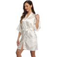 thumbnail image 1 of Solid Color Short Kimono Satin Bathrobe Silky Bride and Bridesmaid Robe, 1 of 8