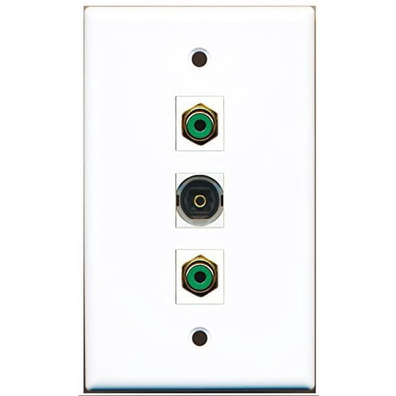 RiteAV - 2 Port RCA Green and 1 Port Toslink Wall Plate