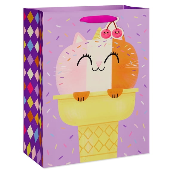 American Greetings Medium Cat Gift Bag for Kids Birthday- Designed by Allison Black