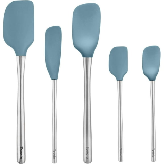 Tovolo Flex-Core Spatula Stainless Steel Handled Set (Set of 5) - Blue Slate