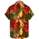 thumbnail image 2 of Camisas De Para Hombre Casual Hombres Solapa Estampado Manga Corta Puños Botón Puerto Estilo Floral Camisa Sand Beach Hawaiianss Summer Top (Red, XXL), 2 of 3