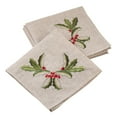 thumbnail image 2 of Saro Lifestyle Embroidered Holly Design Linen Blend Napkin (Set of 4), 2 of 3