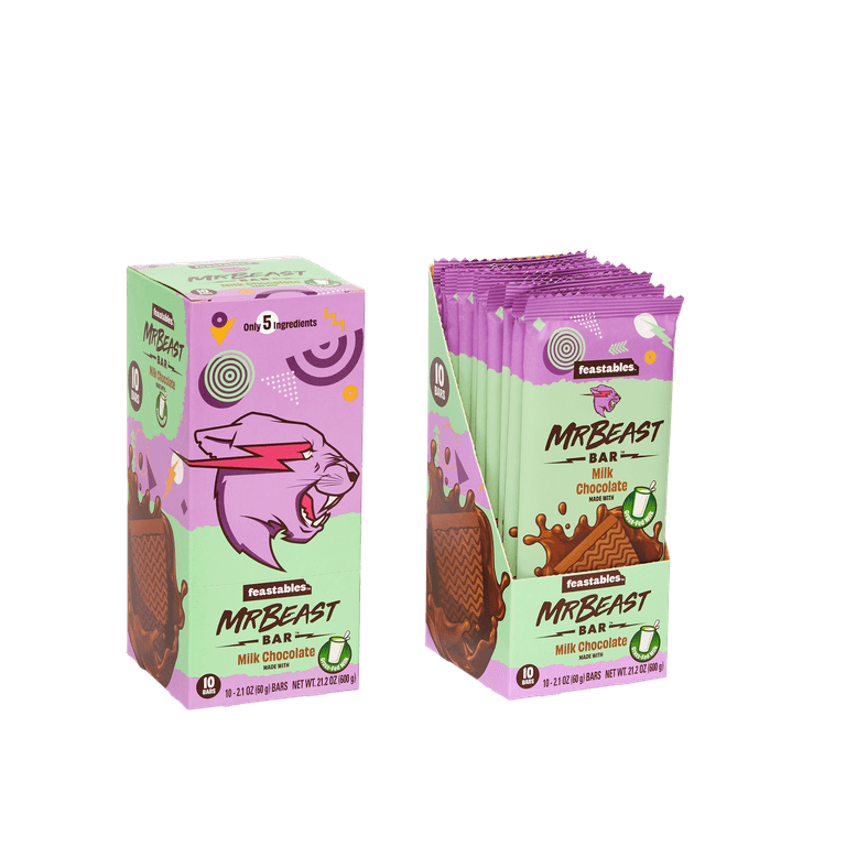 Feastables MrBeast Milk Chocolate Bars with Peanut Butter - Deez Nuts -  Made with Grass-Fed Milk Chocolate and Organic Cocoa. Only 7 Ingredients,  10