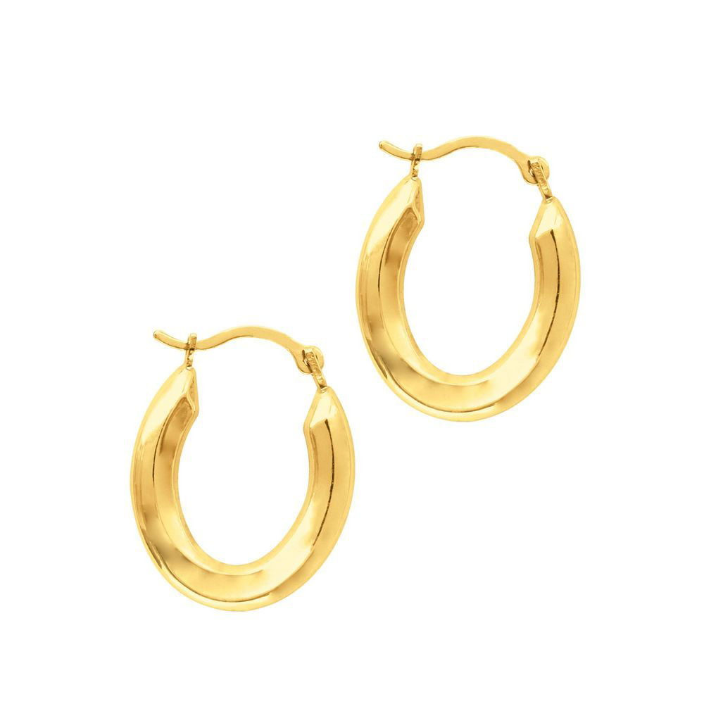 JewelryWeb - 10k Yellow Gold Shiny Hoop Earrings With Hinged Clasp - .4 ...