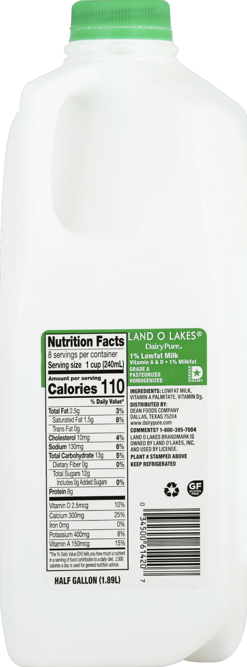 Land O Lakes 1 Low Fat Milk Half Gallon Walmart Com