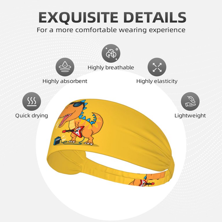 Dinosaur T-Rex Skeleton Print Headbands For Men & Women - Soft Elastic Sweatbands For Sports, Workouts, Running, Yoga, Basketball