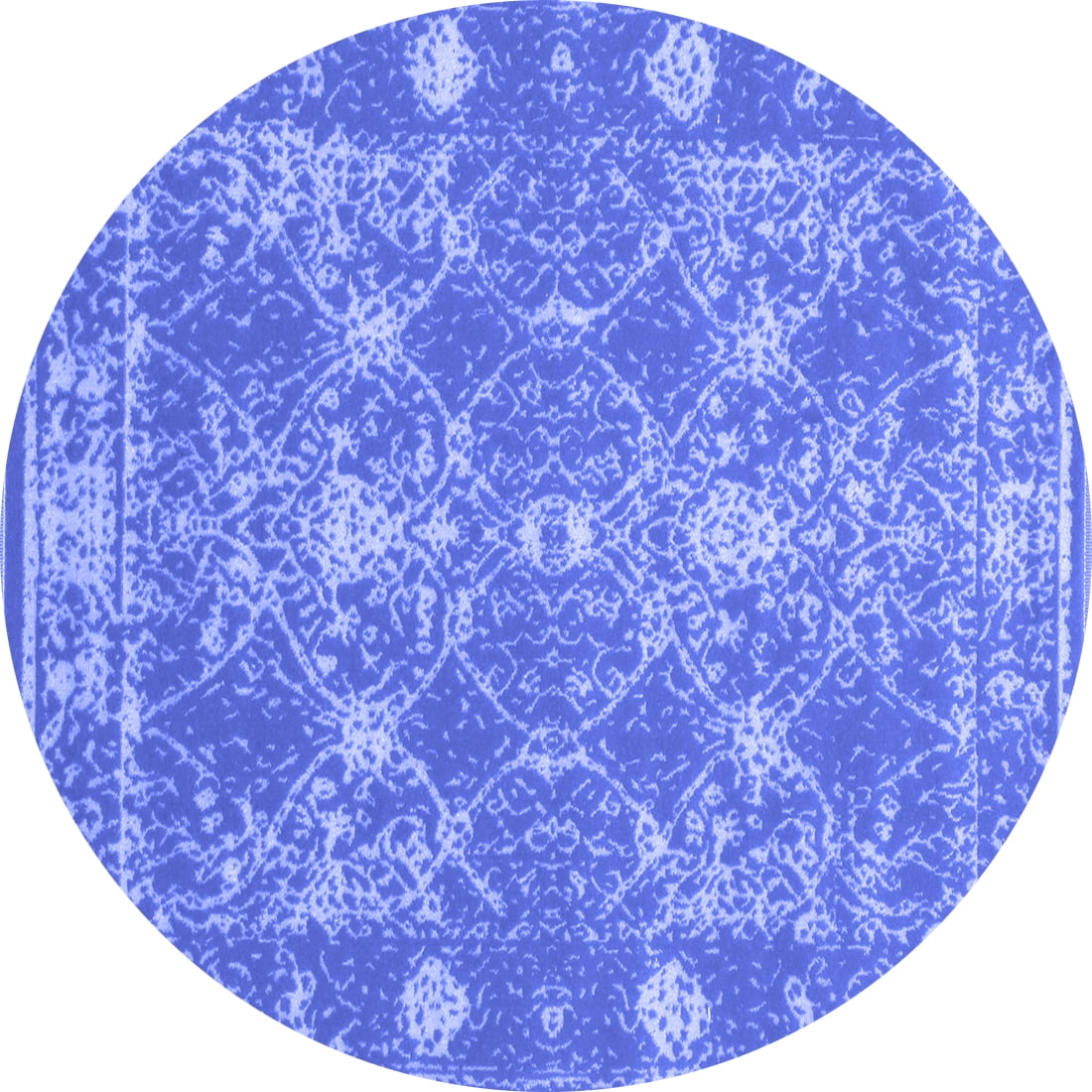 Bohemian Dark Blue & White Round Area Rug