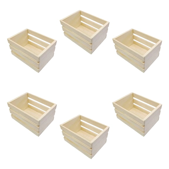 YIEMEEN Handcrafts Miniature Wooden Storage Box Wood Craft Basket Nesting Crate Boxes