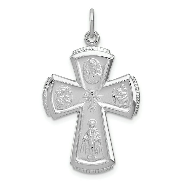 925 Sterling Silver Cross Necklace Charm Pendant Religious Medal Four Way