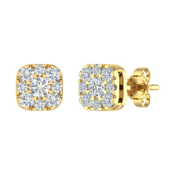 1/2 Carat Diamond Cluster Stud Earrings in 10K Yellow Gold