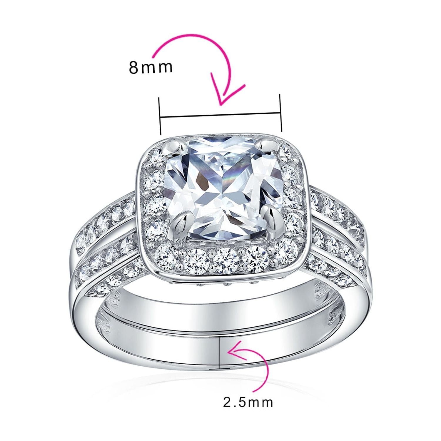 Cubic zirconia cushion cut halo engagement rings best sale