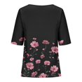 thumbnail image 5 of Tops de Lino para Mujeres Imprimir Suéter Cuello Redondo Manga Corta Superior Poliéster, Blusa de Moda Casual para la Primavera Y el Verano, 5 of 5