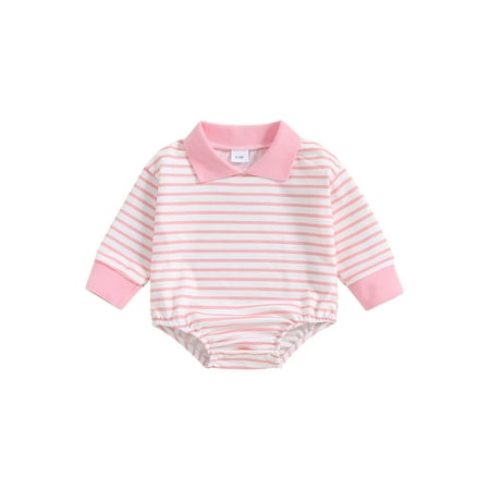 

CocMouse Baby Autumn Jumpsuit Long Sleeve Turn Down Collar Striped Romper