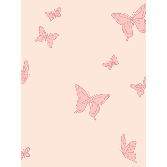 Butterfly Removable Vinyl Wallpaper by Babie - Peach