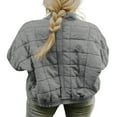 thumbnail image 2 of Women Stand Collar Quilted Jackets Long Sleeve Solid Color Full Zip Padded Jackets, 2 of 4