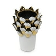 thumbnail image 3 of HomeRoots 569277 10 in. White Leaf Tulip Porcelain Table Vase with Sculptural Details, 3 of 4