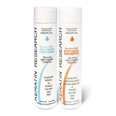 - Keratin Research Natural Argan Oil Infused Sulfate Free Shampoo and Conditioner 2 bottles Value Set for Keratin After Care and Colored Hair