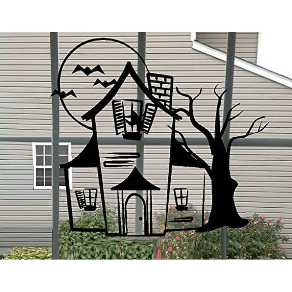 Decal ~ HAUNTED HOUSE ~ HALLOWEEN: WALL OR WINDOW DECAL, 13" X 14"
