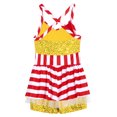 thumbnail image 4 of TiaoBug Kids Girls Candy Cane Striped Christmas Dance Figure Ice Skating Tutu Dress Leotard Gold 8, 4 of 5