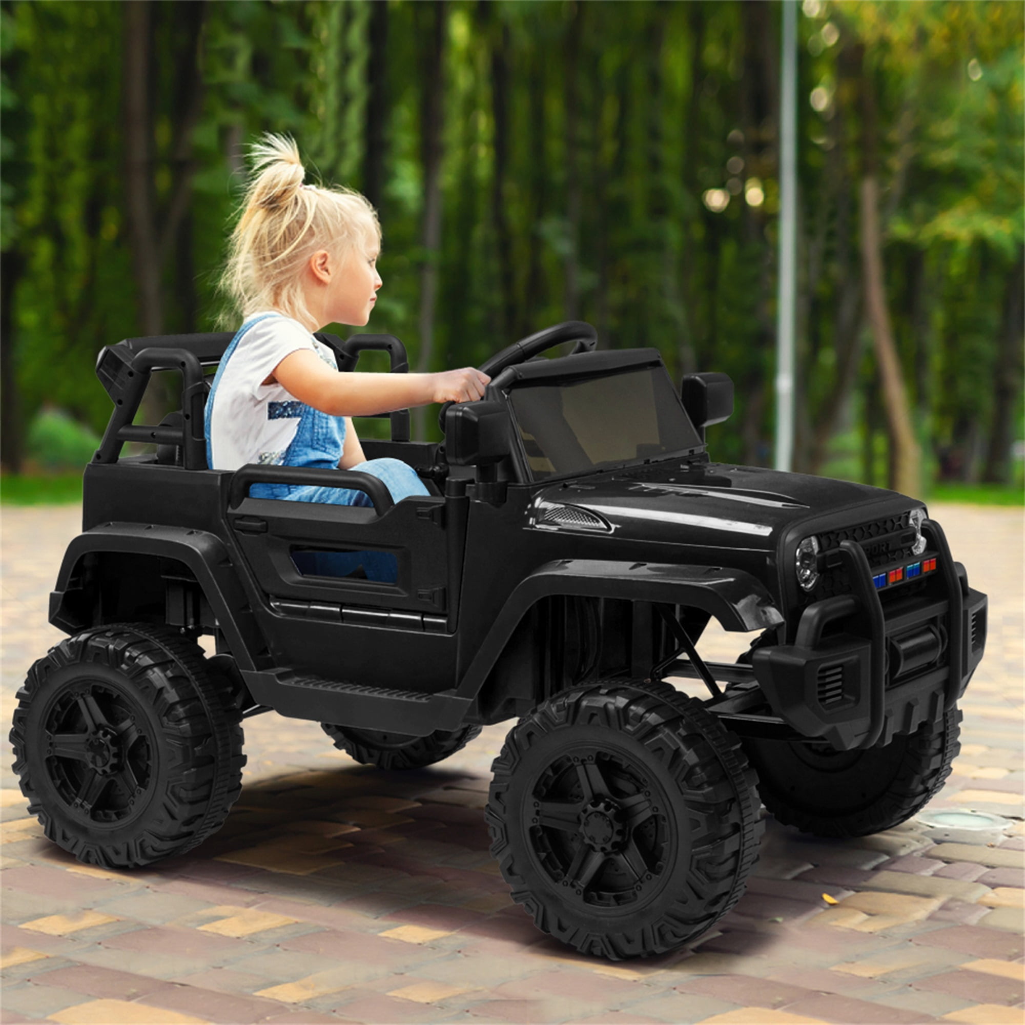 CIPACHO 12V Powered Electric Car Dual Drive, Ride Ons for Kids Car with 2.4G Remote Control, Black