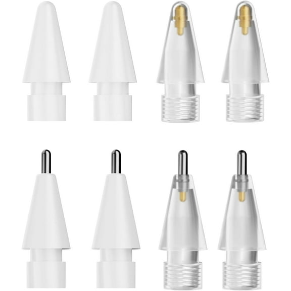 8 Pack Apple Pencil Tips, Upgraded Replacement Pencil Nibs Compatible with Apple Pencil 1st/2nd Generation, iPad Pro Pencil Tips, Wear-Resistant Pen Stylus Tip, Plastic & Metal Apple Tips