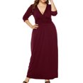 thumbnail image 2 of Qiopertar Robe d'Été Unie à Manches Longues Col en V pour Femmes en Solde à Moins de 5$ en Solde, 2 of 8