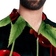 thumbnail image 5 of Cherry Men's Short Sleeve Hawaiian Poplin Shirt, Casual Printed Button Down Summer Beach Shirts - Unisex, 5 of 6