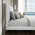 thumbnail image 4 of SHA CERLIN White King Size Platform Bed Frame with Velvet Channel Headboard, Adult, 4 of 12